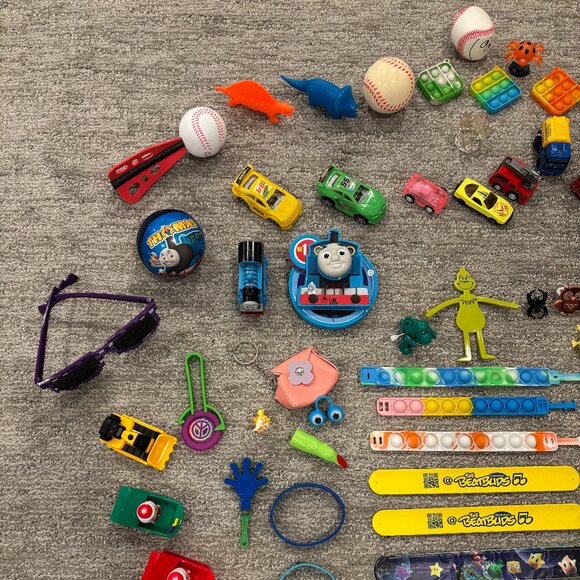 Small Toys Bundle - Balls, Cars, Trucks, Bracelets, Dinosaurs, Chalk Sets, More! - Picture 2 of 11